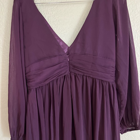 Enchant My Love Dark Purple V-Neck Long Sleeve Maxi Dress - Picture 4 of 6